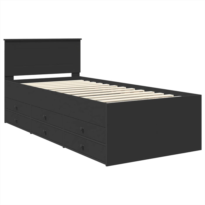 Daybed cu sertar cu headboard Negru 75 x 190 cm Lemn compozit - WALTI WALTI