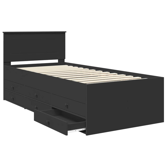 Daybed cu sertar cu headboard Negru 75 x 190 cm Lemn compozit - WALTI WALTI