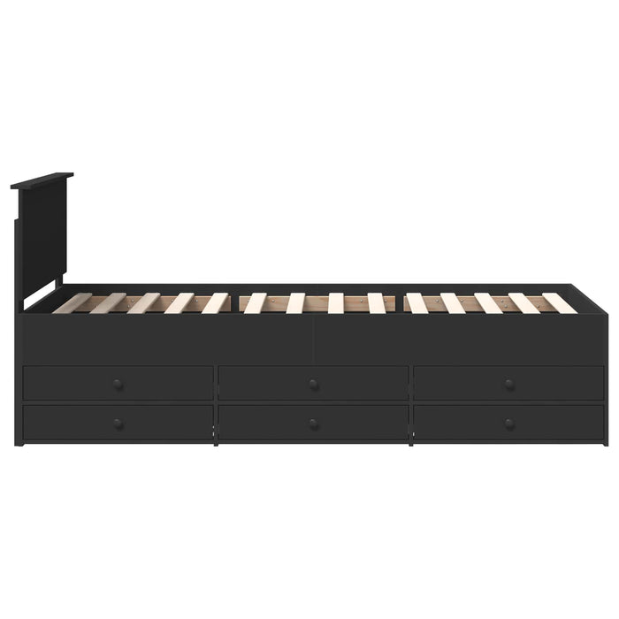 Daybed cu sertar cu headboard Negru 75 x 190 cm Lemn compozit - WALTI WALTI