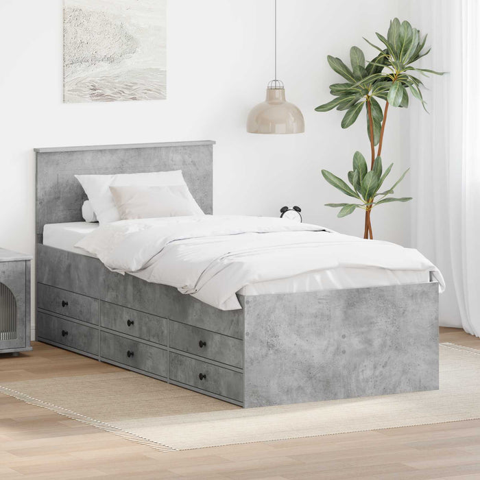 Daybed cu sertar Gri beton și negru 75 x 190 cm Lemn compozit - WALTI WALTI