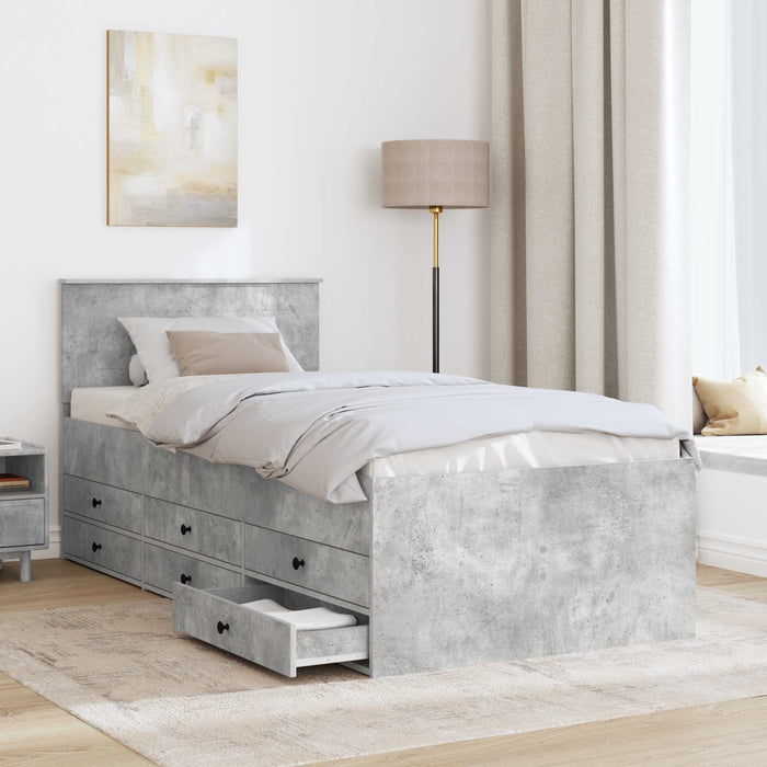 Daybed cu sertar Gri beton și negru 75 x 190 cm Lemn compozit - WALTI WALTI