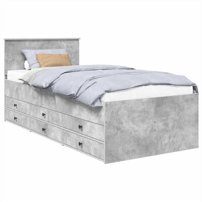 Daybed cu sertar Gri beton și negru 75 x 190 cm Lemn compozit - WALTI WALTI