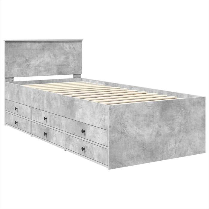 Daybed cu sertar Gri beton și negru 75 x 190 cm Lemn compozit - WALTI WALTI