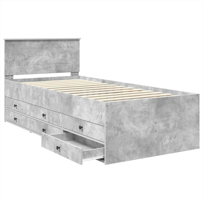 Daybed cu sertar Gri beton și negru 75 x 190 cm Lemn compozit - WALTI WALTI