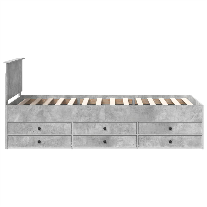 Daybed cu sertar Gri beton și negru 75 x 190 cm Lemn compozit - WALTI WALTI
