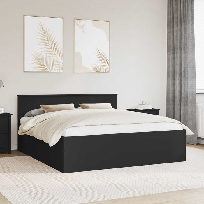 Cadru de pat cu headboard Negru 200 x 200 cm Lemn compozit - WALTI WALTI