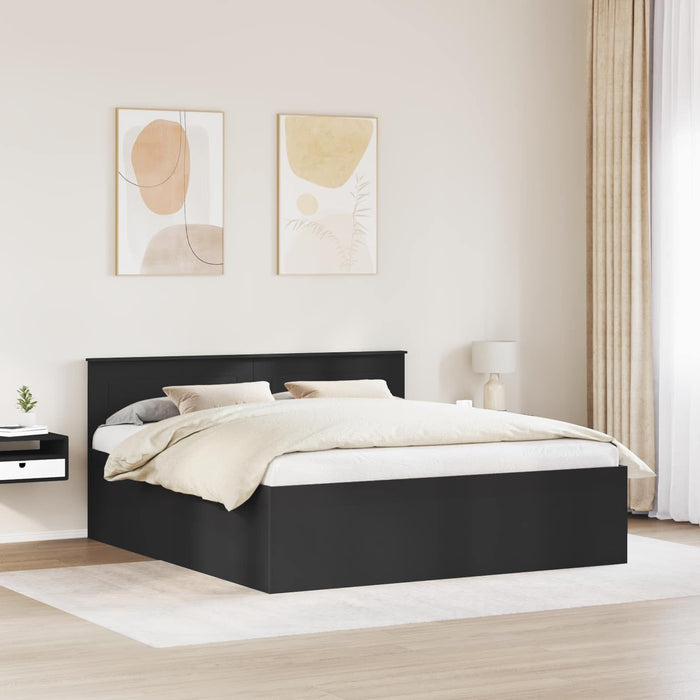Cadru de pat cu headboard Negru 200 x 200 cm Lemn compozit - WALTI WALTI