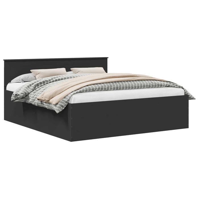 Cadru de pat cu headboard Negru 200 x 200 cm Lemn compozit - WALTI WALTI