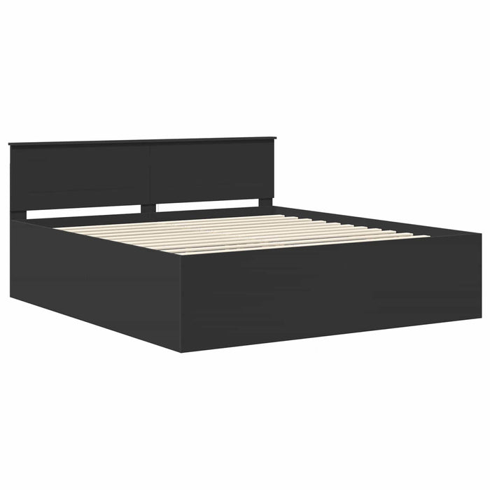 Cadru de pat cu headboard Negru 200 x 200 cm Lemn compozit - WALTI WALTI