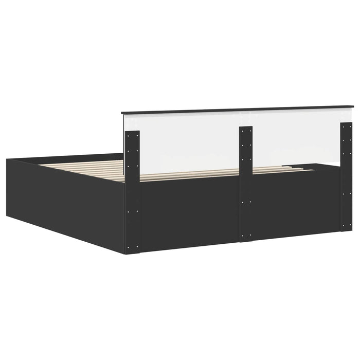 Cadru de pat cu headboard Negru 200 x 200 cm Lemn compozit - WALTI WALTI