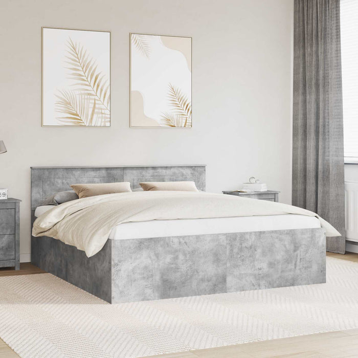 Cadru de pat Gri din beton 200 x 200 cm Lemn prelucrat WALTI
