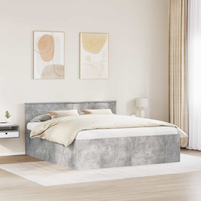 Cadru de pat Gri din beton 200 x 200 cm Lemn prelucrat WALTI