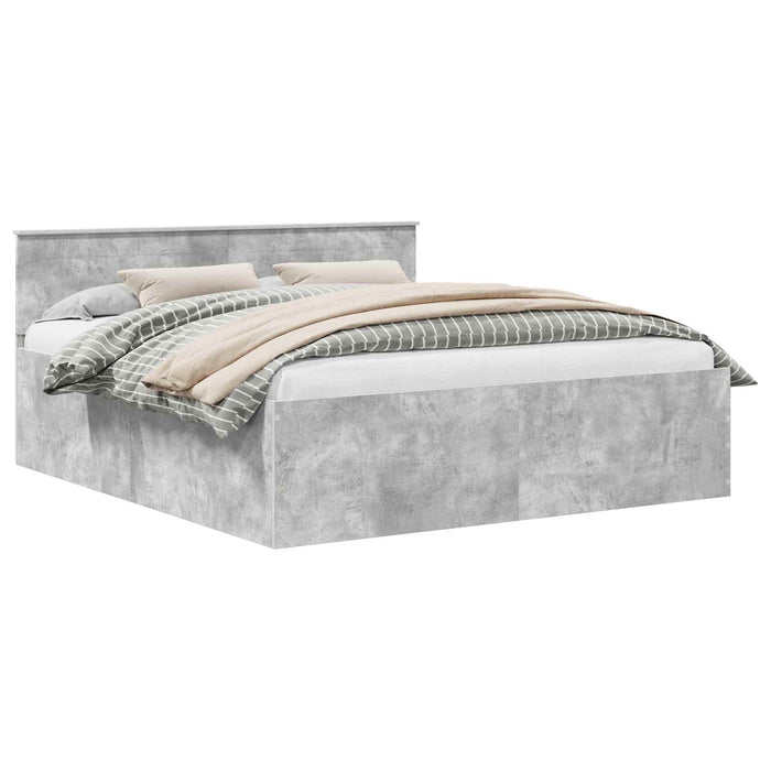 Cadru de pat Gri din beton 200 x 200 cm Lemn prelucrat WALTI