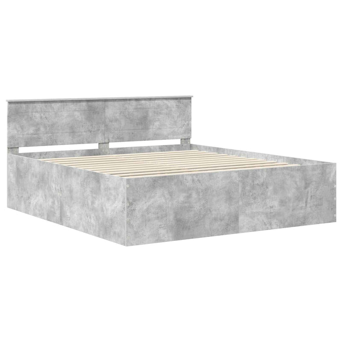 Cadru de pat Gri din beton 200 x 200 cm Lemn prelucrat WALTI