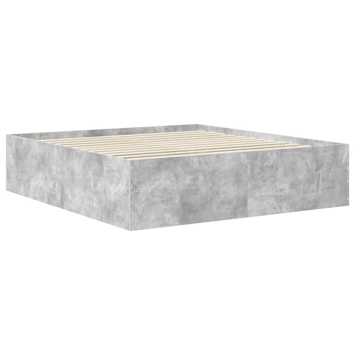 Cadru de pat Gri din beton 200 x 200 cm Lemn prelucrat WALTI