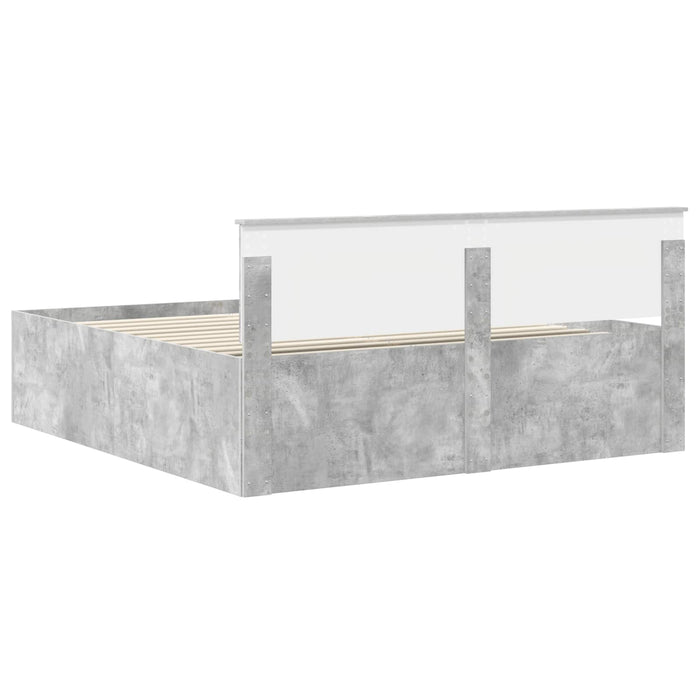 Cadru de pat Gri din beton 200 x 200 cm Lemn prelucrat WALTI