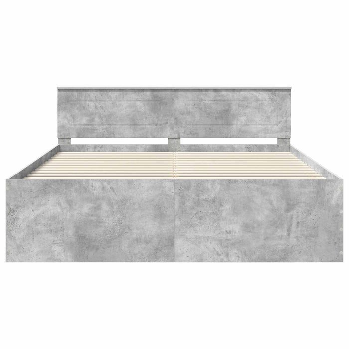 Cadru de pat Gri din beton 200 x 200 cm Lemn prelucrat WALTI
