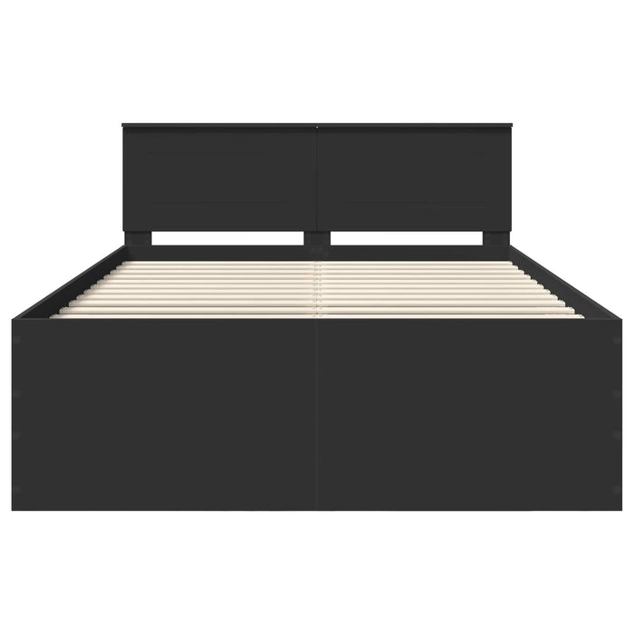 Cadru de pat cu headboard Negru 160 x 200 cm Lemn compozit - WALTI WALTI
