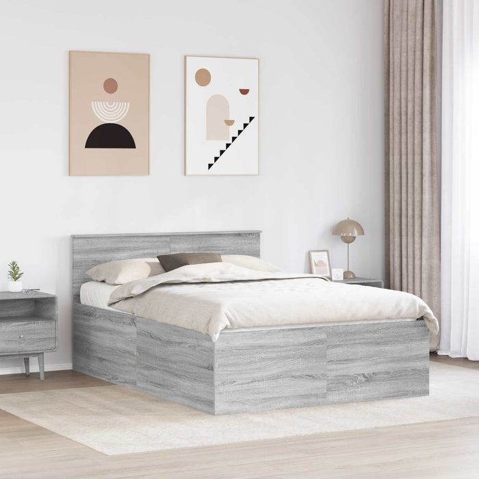 Cadru de pat cu headboard Gri Sonoma 160 x 200 cm Lemn compozit - WALTI WALTI
