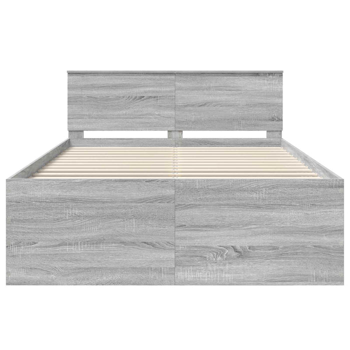 Cadru de pat cu headboard Gri Sonoma 160 x 200 cm Lemn compozit - WALTI WALTI