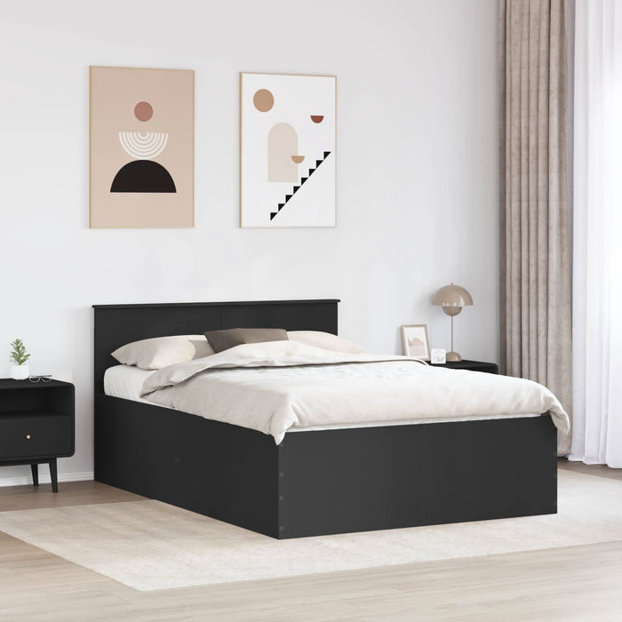 Cadru de pat cu headboard Negru 150 x 200 cm Lemn compozit - WALTI WALTI