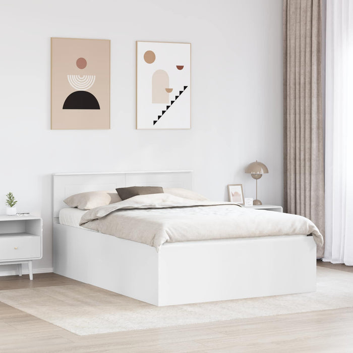 Cadru de pat cu headboard Alb 140 x 190 cm Lemn compozit WALTI