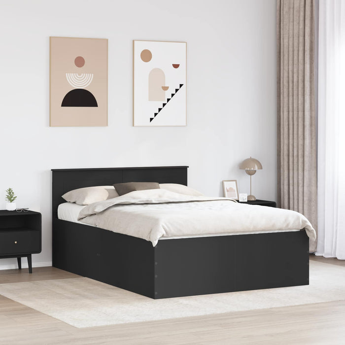 Cadru de pat cu headboard Negru 140 x 190 cm Lemn compozit - WALTI WALTI