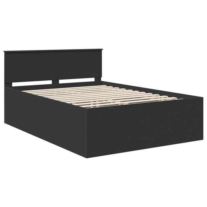 Cadru de pat cu headboard Negru 140 x 190 cm Lemn compozit - WALTI WALTI