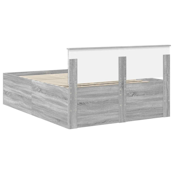 Cadru de pat cu headboard Gri Sonoma 140 x 190 cm Lemn compozit - WALTI WALTI