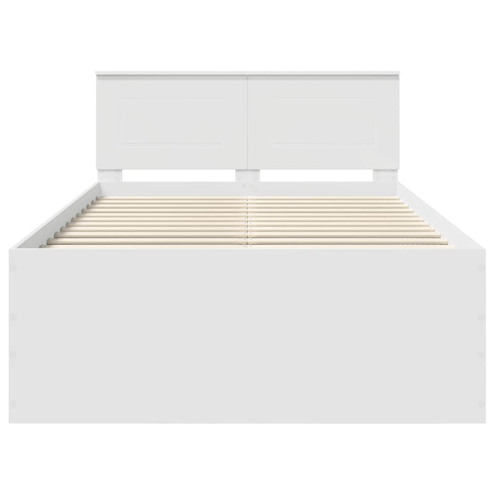 Cadru de pat cu headboard Alb 135 x 190 cm Lemn compozit - WALTI WALTI