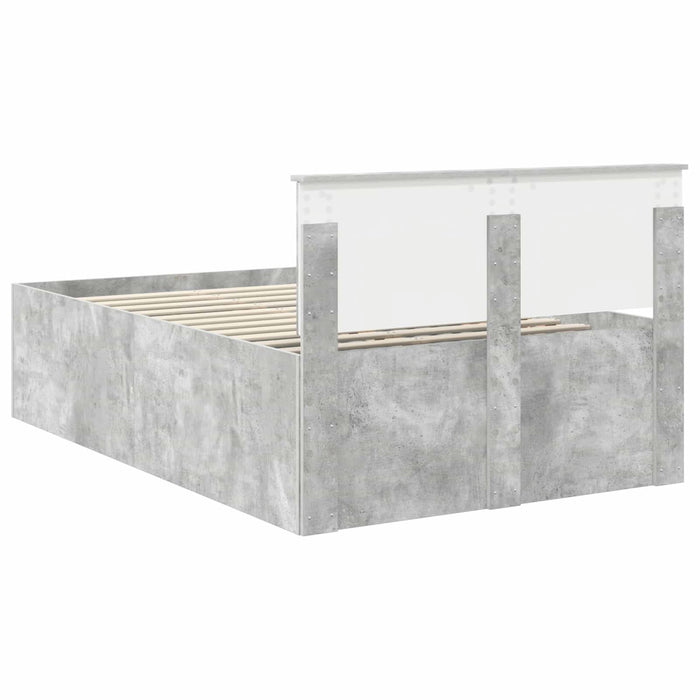 Cadru de pat Gri din beton 135 x 190 cm Lemn compozit - WALTI WALTI