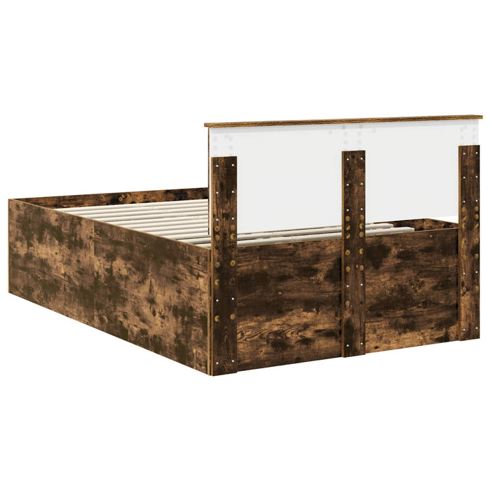 Cadru de pat Stejar fumuriu 135 x 190 cm Lemn compozit - WALTI WALTI