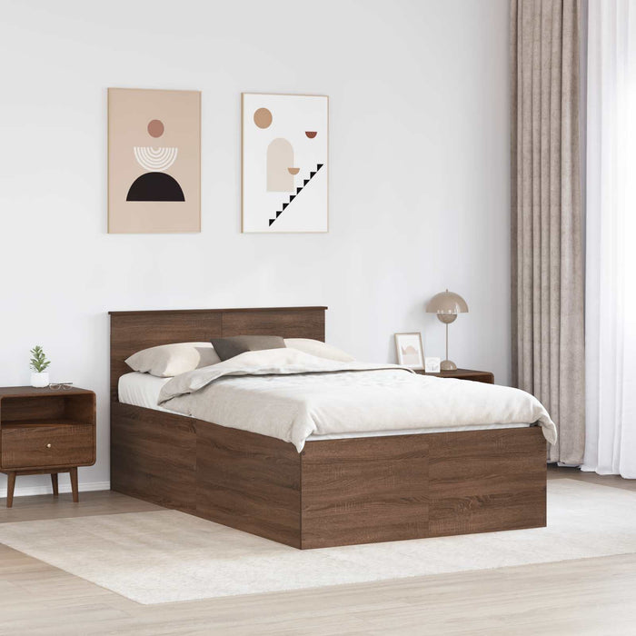 Cadru de pat Stejar închis 135 x 190 cm Lemn compozit - WALTI WALTI