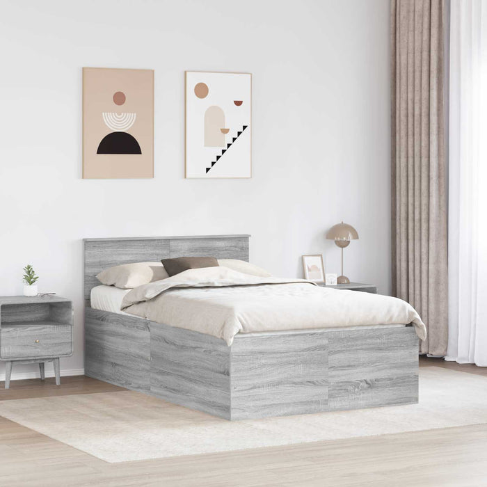 Cadru de pat cu headboard Gri Sonoma 120 x 190 cm Lemn compozit - WALTI WALTI