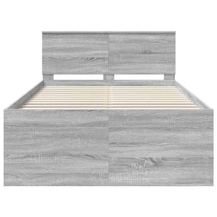 Cadru de pat cu headboard Gri Sonoma 120 x 190 cm Lemn compozit - WALTI WALTI