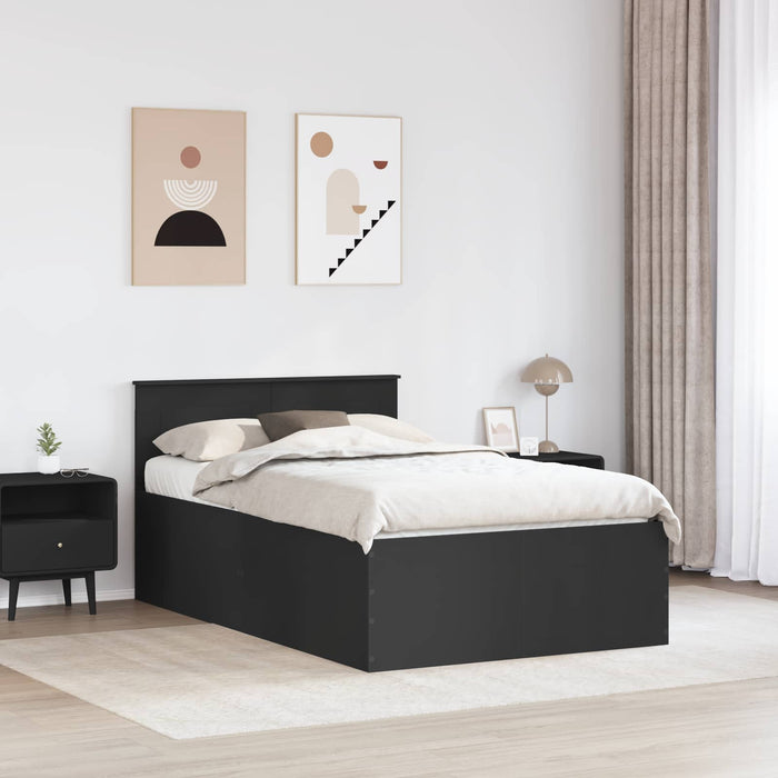 Cadru de pat cu headboard Negru 120 x 200 cm Lemn compozit - WALTI WALTI