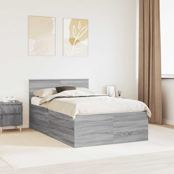 Cadru de pat cu headboard Gri Sonoma 120 x 200 cm Lemn compozit - WALTI WALTI