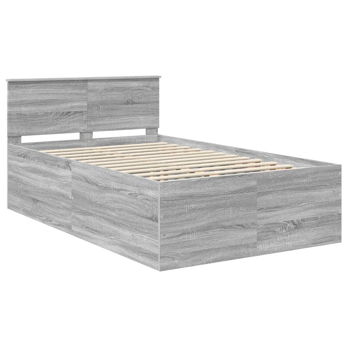 Cadru de pat cu headboard Gri Sonoma 120 x 200 cm Lemn compozit - WALTI WALTI