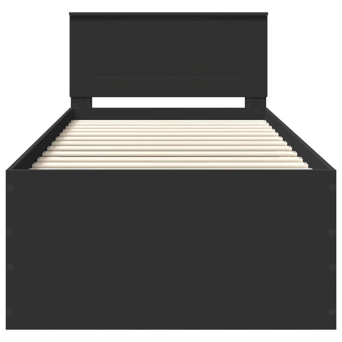 Cadru de pat cu headboard Negru 120 x 200 cm Lemn compozit - WALTI WALTI