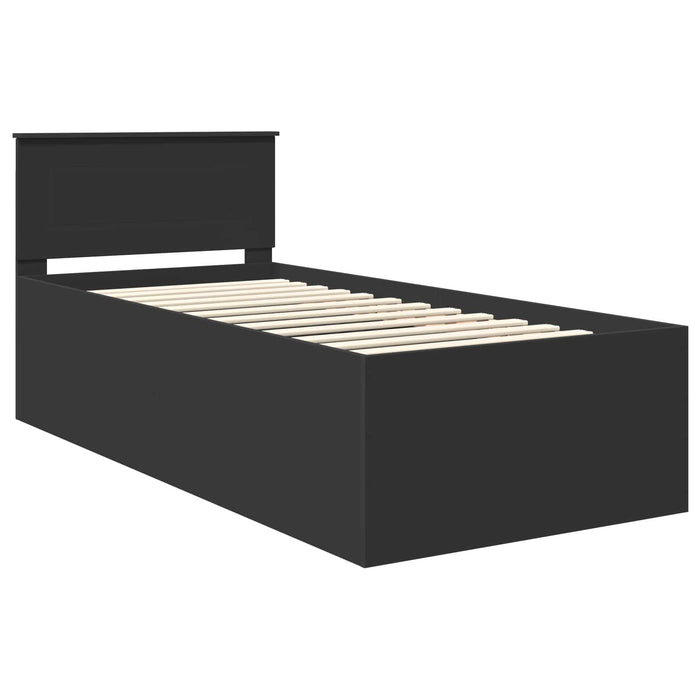Cadru de pat cu headboard Negru 90 x 190 cm Lemn compozit WALTI