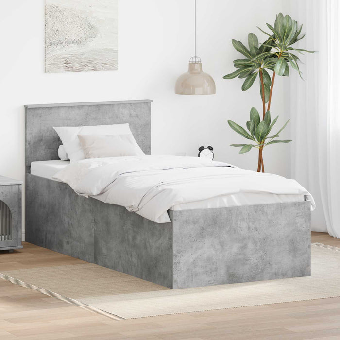 Cadru de pat Gri din beton 90 x 190 cm Lemn compozit - WALTI WALTI
