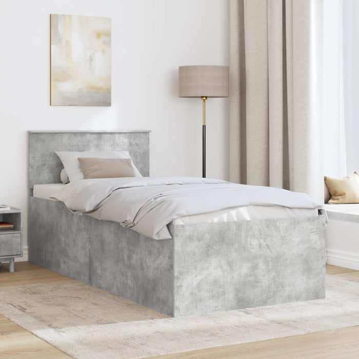 Cadru de pat Gri din beton 90 x 190 cm Lemn compozit - WALTI WALTI