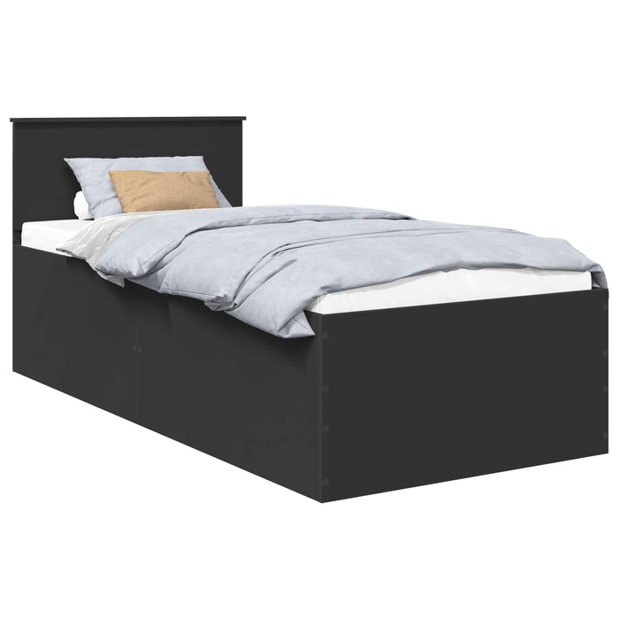 Cadru de pat cu headboard Negru 90 x 200 cm Lemn compozit WALTI