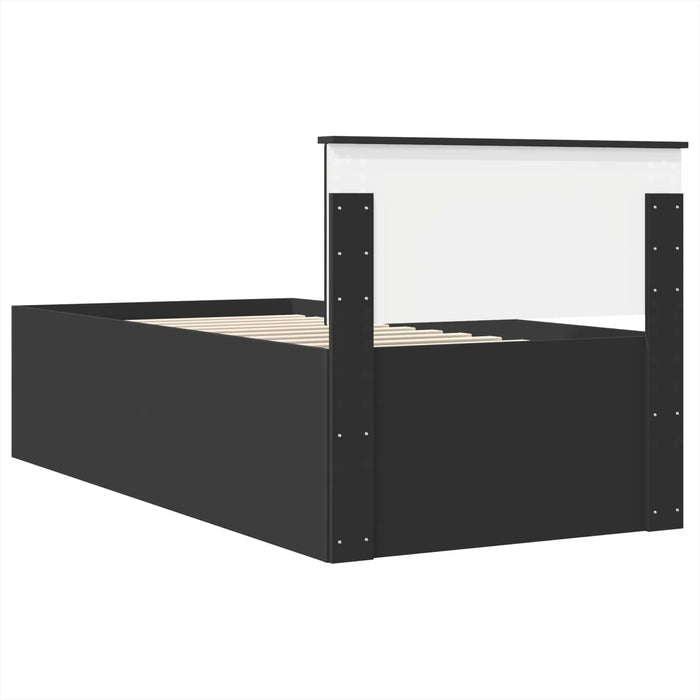 Cadru de pat cu headboard Negru 90 x 200 cm Lemn compozit WALTI