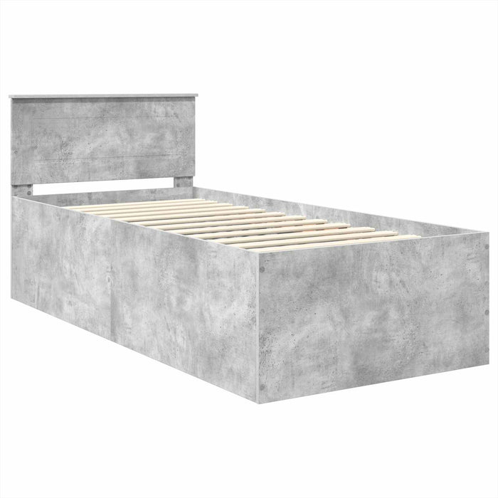 Cadru de pat Gri din beton 90 x 200 cm Lemn compozit WALTI