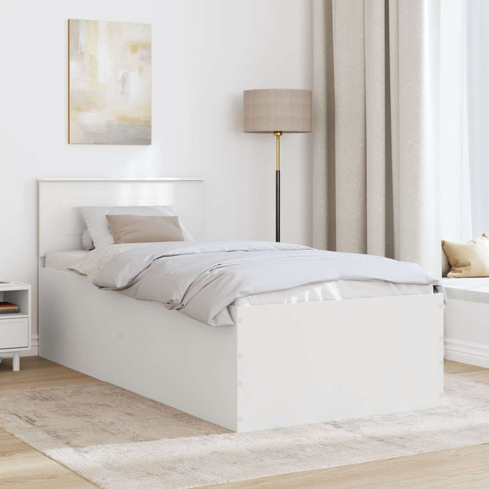 Cadru de pat cu headboard Alb 75 x 190 cm Lemn compozit - WALTI WALTI