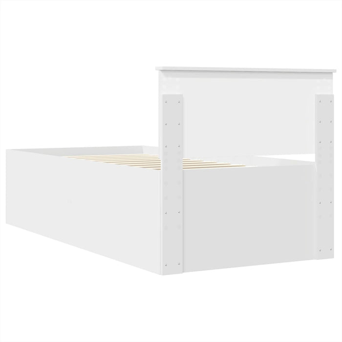 Cadru de pat cu headboard Alb 75 x 190 cm Lemn compozit - WALTI WALTI