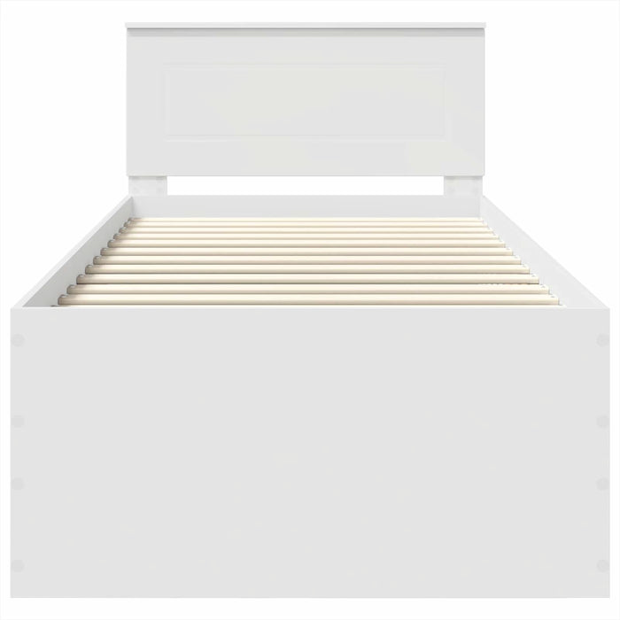 Cadru de pat cu headboard Alb 75 x 190 cm Lemn compozit - WALTI WALTI