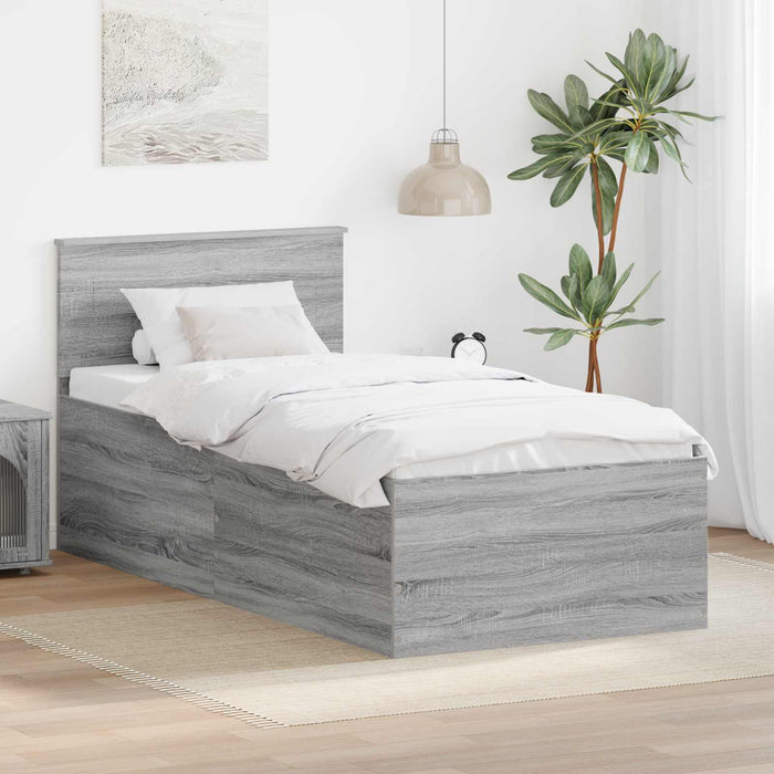Cadru de pat cu headboard Gri Sonoma 75 x 190 cm Lemn compozit - WALTI WALTI