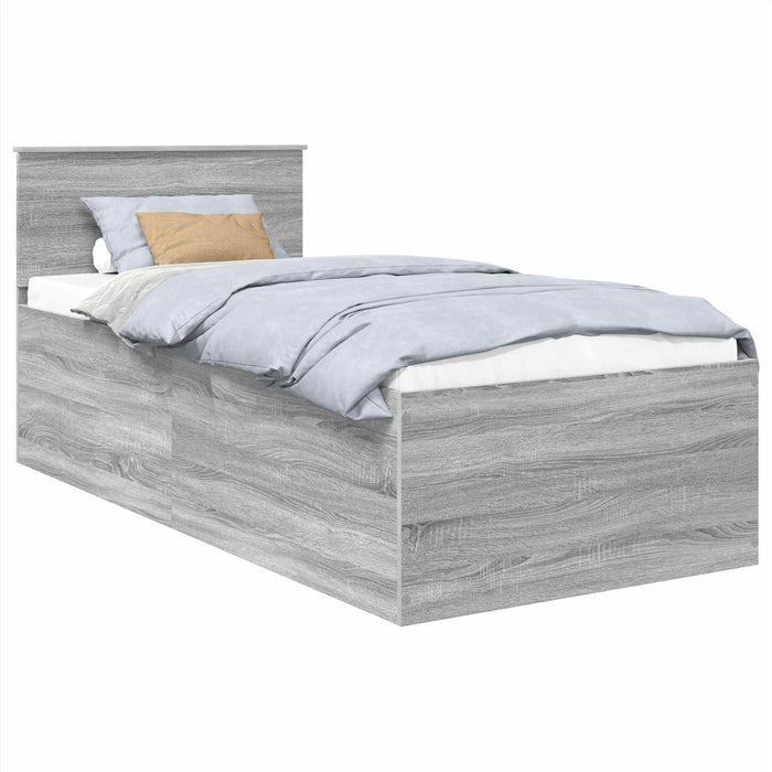 Cadru de pat cu headboard Gri Sonoma 75 x 190 cm Lemn compozit - WALTI WALTI